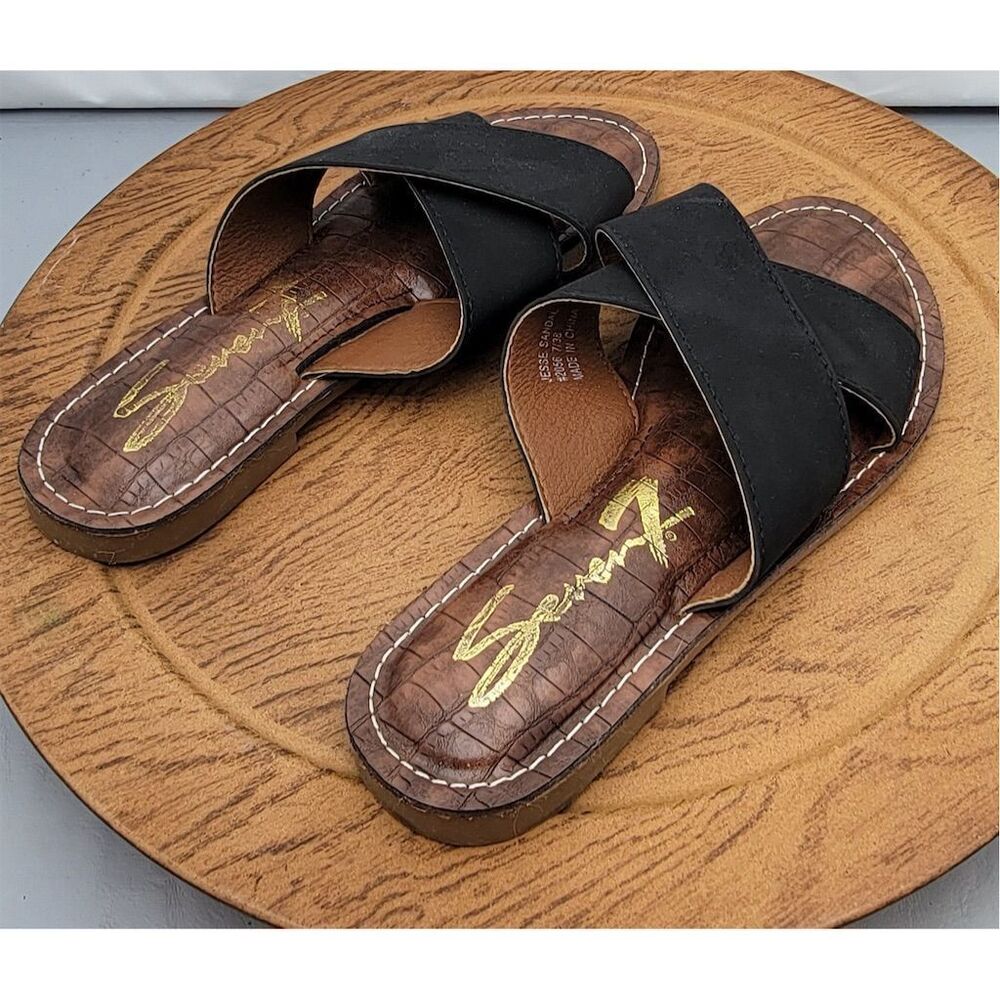Seven7 Jesse Sandal Slides  Criss-Cross Strap Black Women's Size 7 - Picture 5 of 10